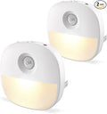 Lyridz Plug in Night Light with Motion Sensor and Dusk to Dawn Sensor, Dimmable Warm Nightlight with 1-50lm Adjustable Brightness Indoor for Bedroom, Bathroom, Stairs, Hallway, 2 Pack