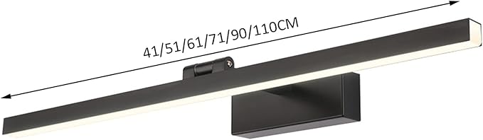 Vanity Lighting Simple Led Mirror Front Light Nordic Creative Personality Moisture-Proof Anti-Fog Toilet Bathroom Dressing Table Makeup Lights Black Bath Lights(90 (Warm Light 71CM)