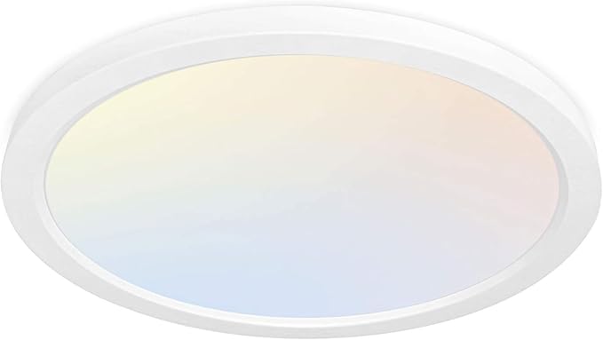 hykolity 12 Inch Selectable CCT LED Round Flat Panel Light, 24W 3000K/4000K/5000K, Edge-Lit Flush Mount Ceiling Light Fixture for Kitchen, Bedroom, Laundry and Closet Room, White