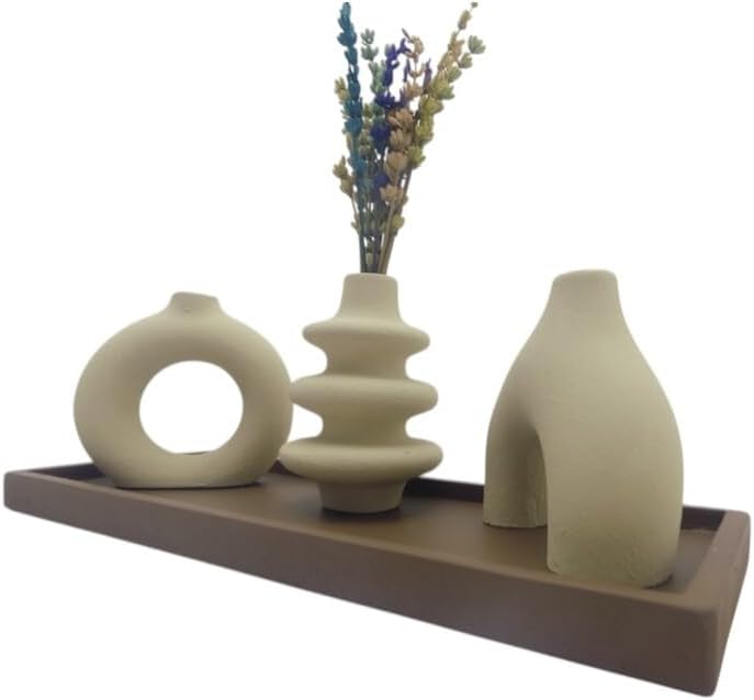 SODEF Concrete Scandinavian Decor Set Cream Black Geometric Design 4 Piece - Cream/Black, One Size