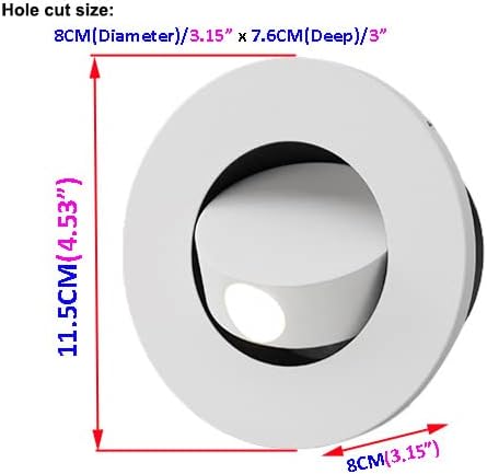 Modern Wall Sconce Light Fixture,Recessed Wall Lamp,Bedside Reading Lamp,Path/Step Light,Gimbal Hidden On/Off Switch,Circle Aluminum White,LED 3W Warm White 3000k,Adjustable&Rotatable