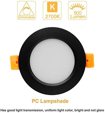 YGS-Tech 3 Inch LED Recessed Lighting, Dimmable Downlight 5W(40W Halogen Equivalent), CRI80, 2700K Ultra Warm White, Ceiling Light with LED Driver(1 Pack)