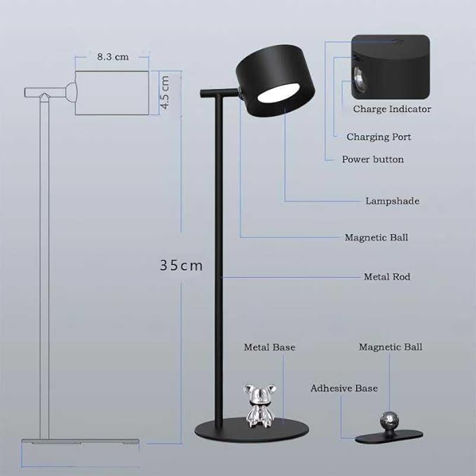Eye Caring Table Lamp, LED Desk Lamp Dimmable Bedside Lamp with 3 Lighting Modes&3 Brightness Levels Touch Control USB Rechargeable Desk Light for Home Office Bedroom Reading Study Work (Orange)