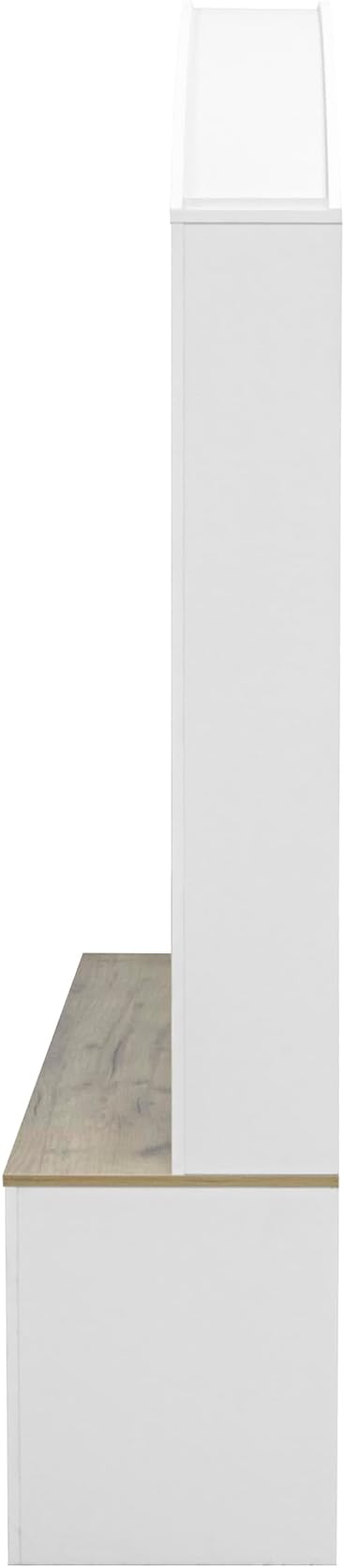 Merax 59" Multi-Functional Hall Tree with Shoe Racks, Curved Style Scandinavian Entryway Organizer with Hangers, Hooks & Shelves for Mudroom, Living Room, White+Walnut