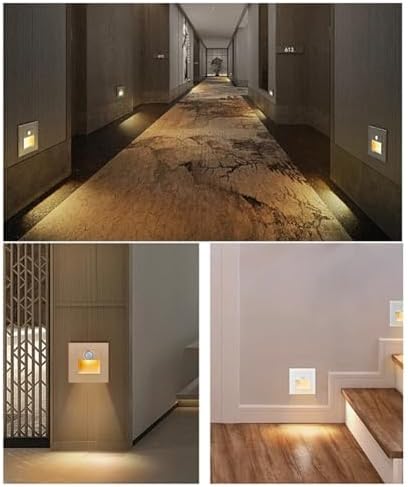 5Pcs 3W Warm White LED Stair Lights with Motion Sensor, Wall-Mounted Indoor Step Lamps - Silver Finish