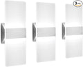 LED Wall Sconce Modern Wall Light Lamps 12W Cool White 6000K Up and Down Indoor Acrylic Lighting Fixture for Living Room Bedroom Hallway Conservatory Home Room Decor Not Dimmable No Plug(3 Pack)