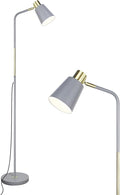 Floor Lamp, Industrial Floor Lamps for Living Rooms Rustic Farmhouse Reading Standing Floor Lamp Adjustable Metal Heads Indoor Task Lighting for Living Room Bedroom Office Home Décor (Grey)