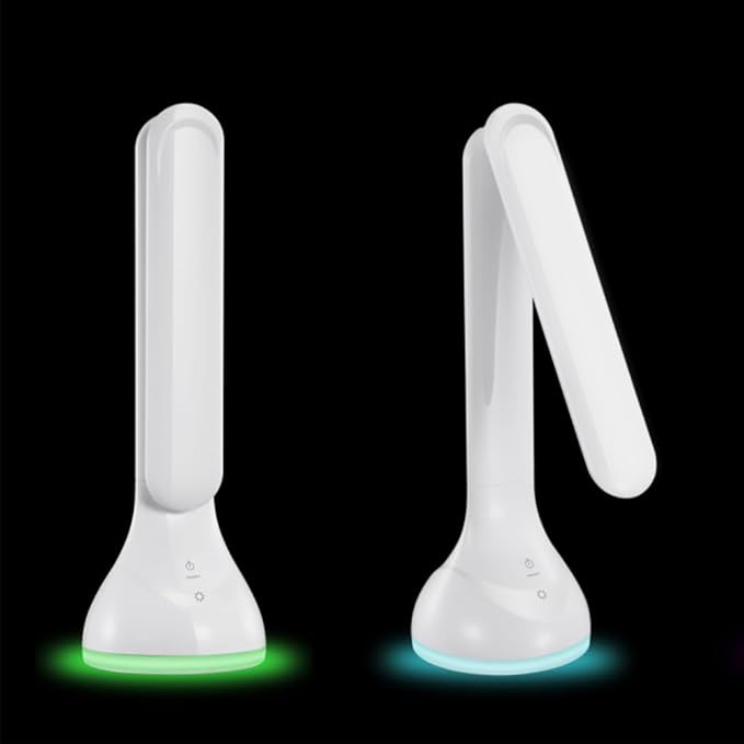 AYI Desk Lamp with LED Display Eye-Caring LED Table Lamp with Calendar, Temperature Display, Multi-Angle Adjustable 7-Color Gradient Ambient Modern Office Lamp for Home & Office-T19 White