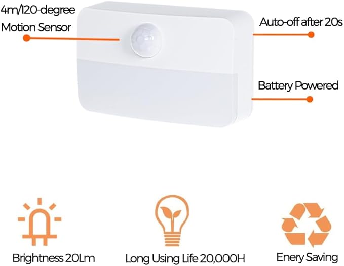 Motion Sensor Night Light Indoor, Rechargeable LED Stair Lights, Warm White Stick-On Wireless Closet Lights, Battery Operated Hallway, Cabinet, Bedroom, Kitchen Lamp (6 Pack, White)