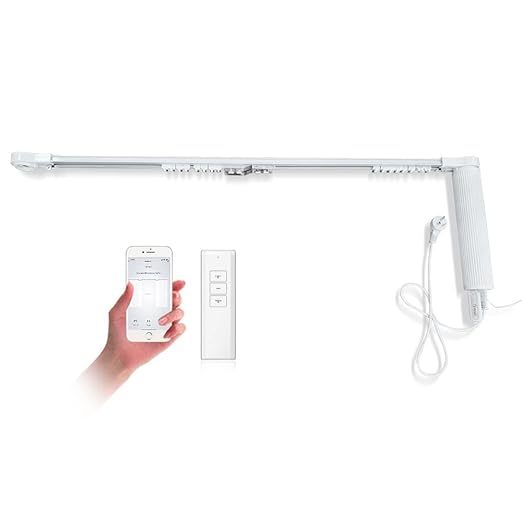 DIY WiFi Smart Automatic Curtain Motor Track System, Automatic Curtain Motor, Blinds Tracks, Length can be Customized (White, 2.2m)