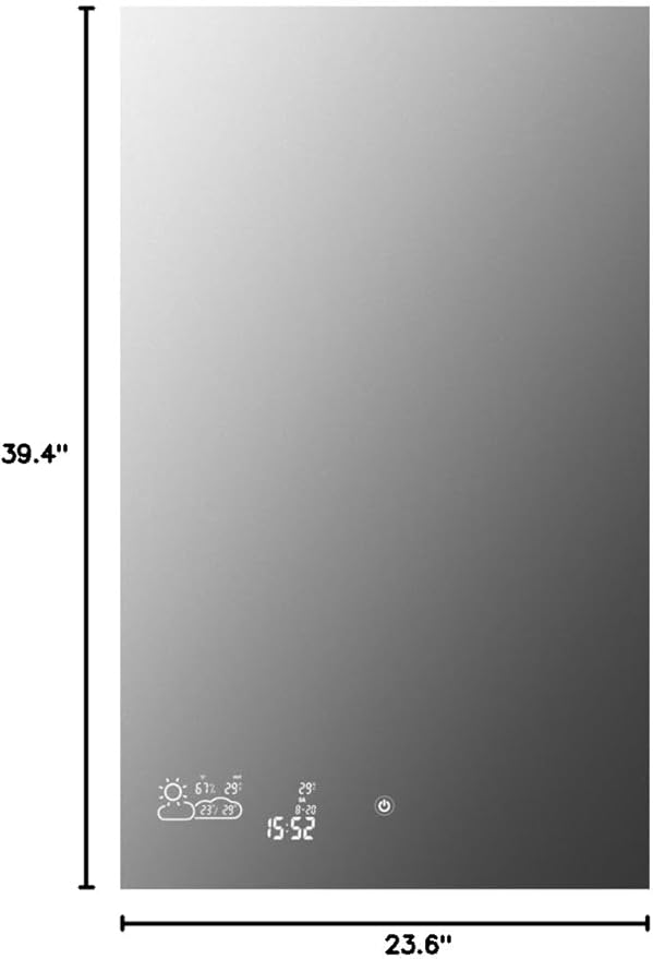 24X40 LED Bathroom Mirror with Lights, WiFi Smart Bluetooth Lighted Vanity Mirror for Bathroom with Backlit 2 Colors Dimmable Enabled Weather Display, Anti-Fog Vertically Hang Only