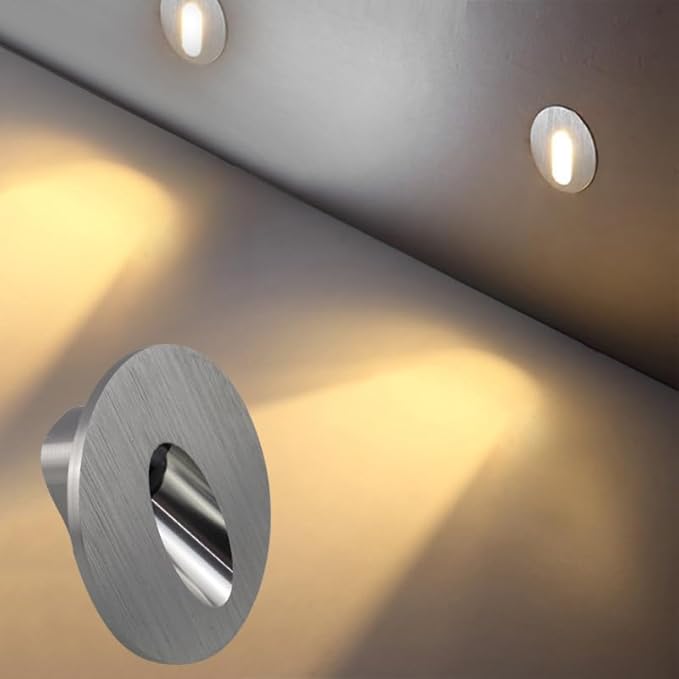 Dimmable 3W LED Steps Wall Light Aisle Wall Corner Lamp Fixture,Recessed Lighting Wall Lamps,Flush Mount Indoor Stairs Lights,Warm White 3000K