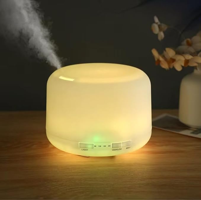 Essential Oil Diffuser 500ml - Remote Control Aromatherapy Humidifier, 7 Color LED Lights, Whisper Quiet, Auto Shut-Off,Small Humidifier for Bedroom Quiet