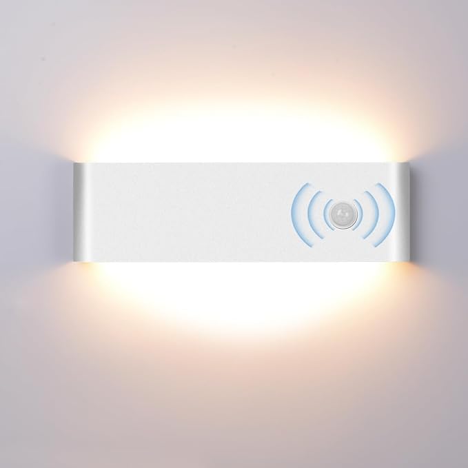 LED Hardwired Motion Sensor Light Indoor Wall Sconce, Motion Sensor Wall Light Indoor Sconce Wall Aluminum Modern Wall Sconce for Living Room Hallway Stair 12W Warm White(Not Battery Operated)