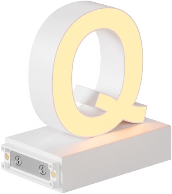 LED Magnetic Letter Q, H 3.7" Light with Touch Control, White, Dimmable, Warm White 3000K