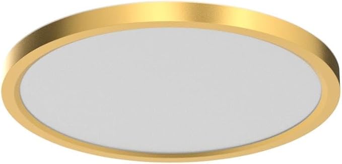 9 Inch Gold LED Flush Mount Ceiling Light, 5000K Daylight White Low Profile LED Ceiling Light, 18W 1800LM, Round Slim Flat Ceiling Lights Fixture for Closets Bedroom Hallway Stairwells Porch
