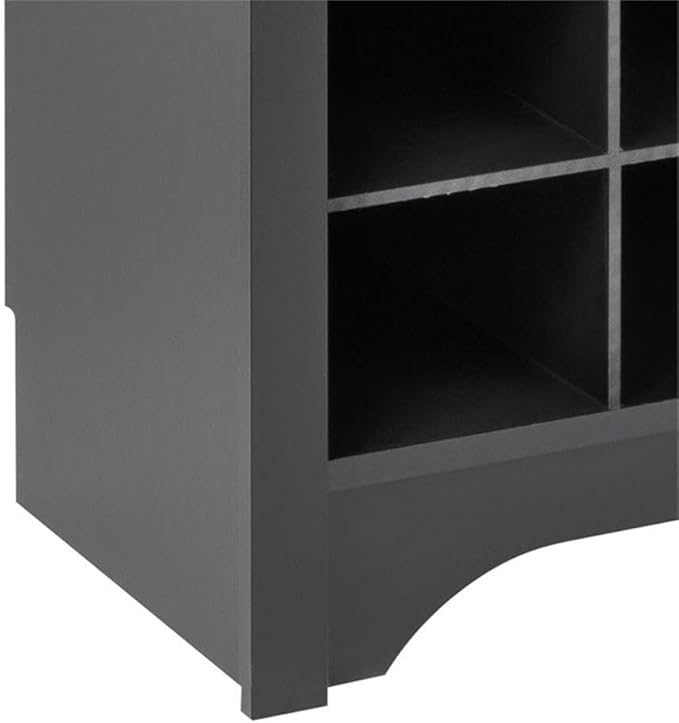 Prepac Black Hall Tree, Shoe Cabinet, Storage Cabinet with 24 Shoe Cubbies and 6 Double Coat Hooks 15.5" D x 60" W x 77" H