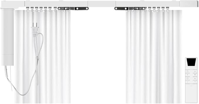 Motorized Curtain Rods with Remote | Matter-Certified WiFi Electric Curtains Compatible with Apple Home, Alexa, Google Assistant, SmartThings | Automatic Curtain Opener (4.1m (161.4inch))