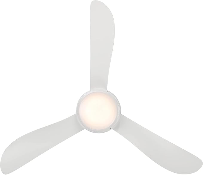 Corona Smart Indoor and Outdoor 3-Blade Flush Mount Ceiling Fan 44in Matte White 3000K LED Light Kit and Remote Control works with Alexa, Google Assistant, Samsung Things, and iOS or Android App