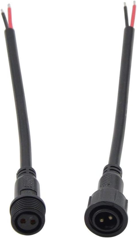 5Pairs 2pin Black Electrical Connector LED Connector for LED Lights 20cm Extension Cable 40cm/Pair 0.75mm² 22mm Nut