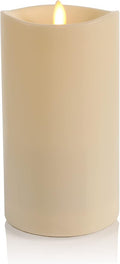 Luminara Outdoor Flameless LED Ivory Candle Melted Edge 3.75" x 7" Real Moving Flame Battery Operated Timer Plastic Weather-Resistant