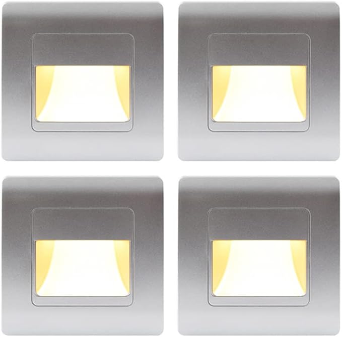 Recessed LED Stair Light Wall Lamp Motion Sensor Wall Lamp AC85-265V Step Lamp Corridor Lighting Indoor Wall Lighting 4PcsColdWhite Silver