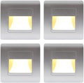 Recessed LED Stair Light Wall Lamp Motion Sensor Wall Lamp AC85-265V Step Lamp Corridor Lighting Indoor Wall Lighting 4PcsColdWhite Silver