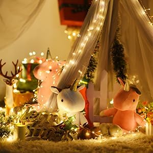 Dailyart Fairy Lights Plug in, 200 Led Twinkle String Light with Remote 10Ft 8 Modes Warm Cluster Lights with Timer for Bedroom Wreath Party Window Wedding Christmas Tree Decoration Gold Wire