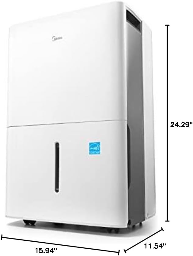 Midea 4,500 Sq. Ft.Dehumidifier for Basement, With Reusable Air Filter 50 Pint - Ideal For Basements, Large & Medium Sized Rooms, And Bathrooms (White)