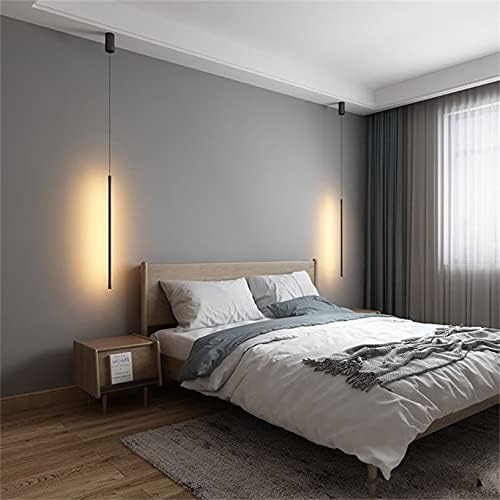 Modern Chandelier, Modern Bedroom Bedside Led Lights Living Room Tv Wall Decor Led Lamps Geometry Line Strip Hanging Light Fixtures(Warm Light,60Cm)/Remote Dimming/60Cm