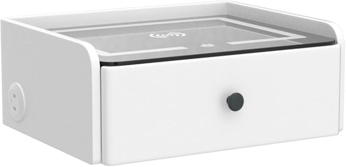 HOMEMORE Floating Nightstand with Charging Station Bedside Table LED Smart Bedside Table Wall Mounted Nightstand White