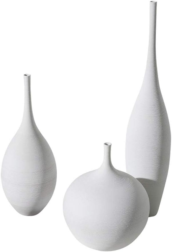 White Black Ceramic Vase Set, Modern Minimalist Ornaments Living Room Home Decor Decoration,Set 2(A+B+C)