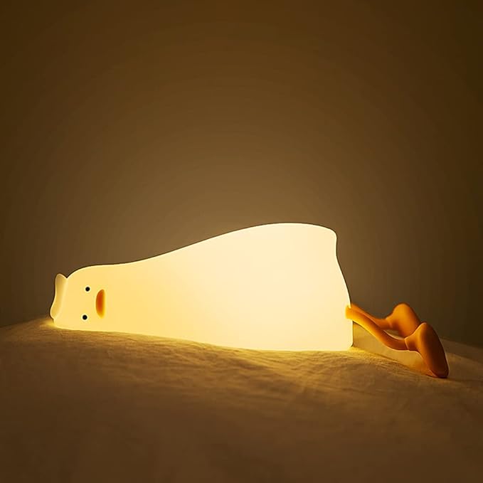 Duck Night Light - LED Cute Lamp, Lying Flat, Squishy, Adjustable Dimmable With Timer Function, Rechargeable Bedside Touch Light for Breastfeeding