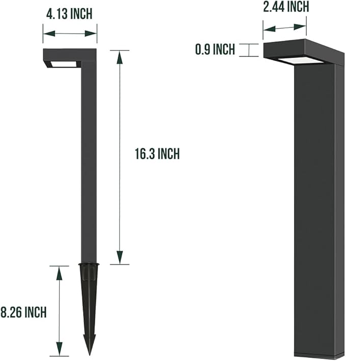 GKOLED 8-Pack Low Voltage Landscape Pathway Light Fixture, 9-15V AC/DC Outdoor Walkway Lighting with 3W LED Chips for Yard Lawn, Black Die-cast Aluminum Housing, UL-Listed IP66+