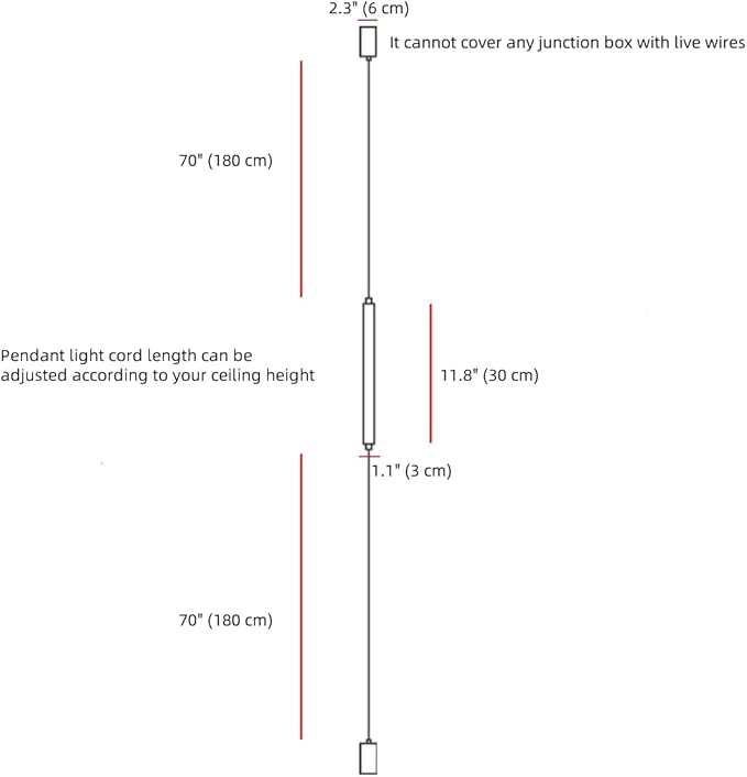 Modern Minimalist Pendant Light Linear Floor to Ceiling Lamp White Long Strip LED Pendant Lights Hardwired Bedside Ceiling Hanging Lights for Bedroom Living Room Corner 11.8"