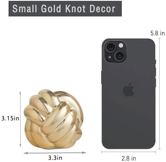 Small Gold Knot Decor, Chain Link Decor, Coffee Table Decor, Book Shelf Decor, Entry Table Decor, Aesthetic Minimalist Decorative Objects for Modern Home Living Room, Desk Decor for Office (Golden)