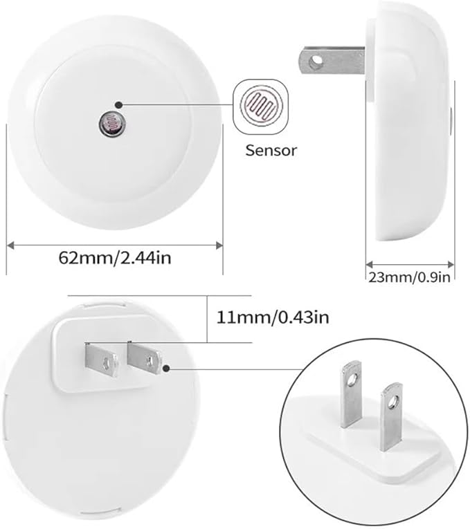 LED Night Light in Dusk to Dawn Smart Sensor Auto Dim Into Wall Night Lamp for Bathroom Hallway Kitchen Stairway Bedroom(1pc White Light)