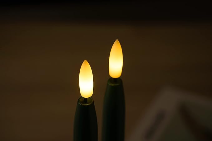Green Flameless Taper Candles with Remote Control - 11 Inch LED Candlesticks Battery Operated, Realistic 3D Flame with Wick, Timer, Christmas Decor - Set of 6