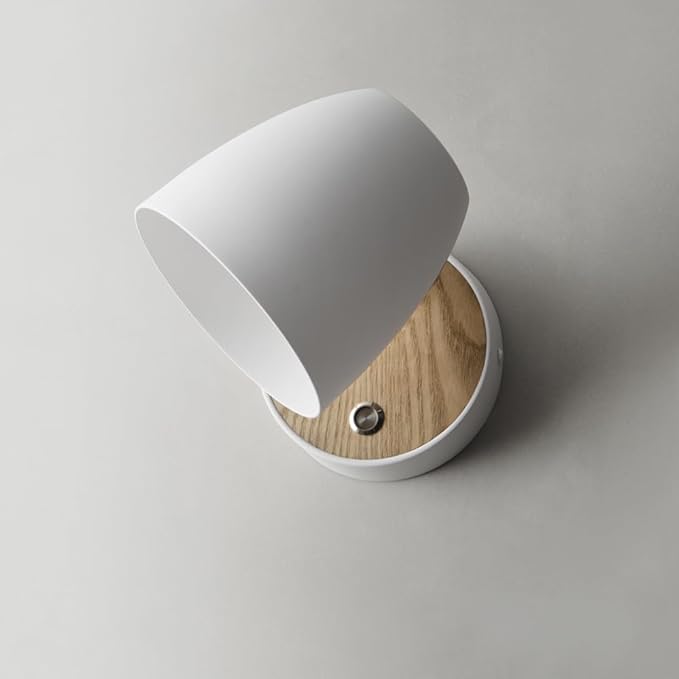 White Wall Lights for Bedroom,Modern Wood Wall Sconces Hardwired with 350°Rotation Metal Shade,E26 Wall Lamp with Switch for Living Room,Nightstand,Dining Room,Hallway,Corner,Stairway,Wall Decor