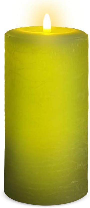 LumiPur Signature Natural Glow Flickering Flameless LED Wax Pillar Candle (3.5" x 7", Sage Green)