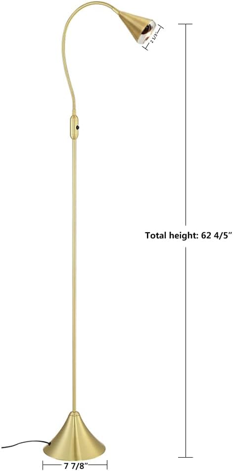 HomeFocus - LED Floor Lamp,Standing Lamp for Reading,Eye-Caring,Stepless Dimming,Floor Lamp for Living Room,Bedroom,LED 5W,Energy Efficient Super Bright (Metal,Gold)