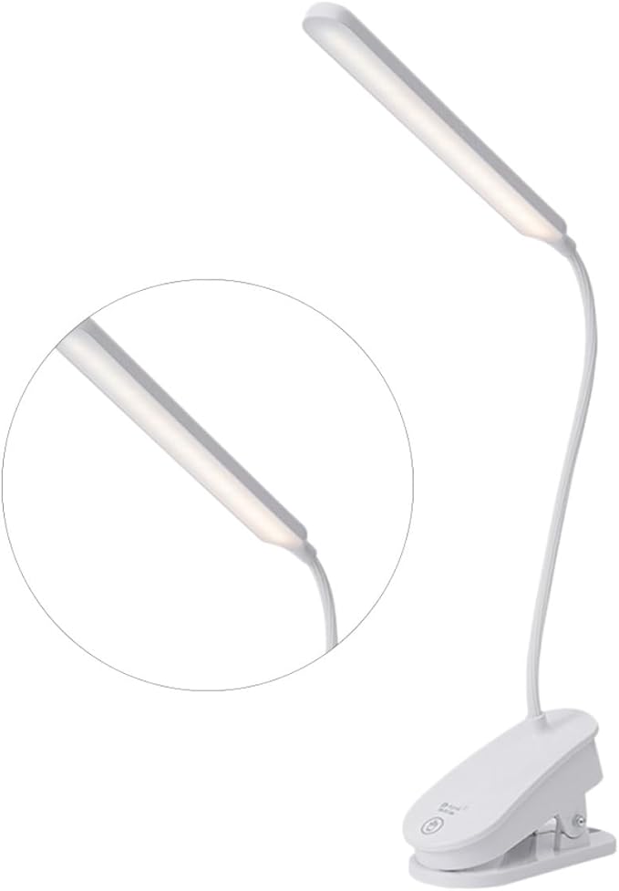jojofuny Adjustable Reading Lamp with Flexible Gooseneck Eye Protection LED Desk Light Color Temperatures Smooth Brightness Portable Night Lamp for Bed Study and Office Use White