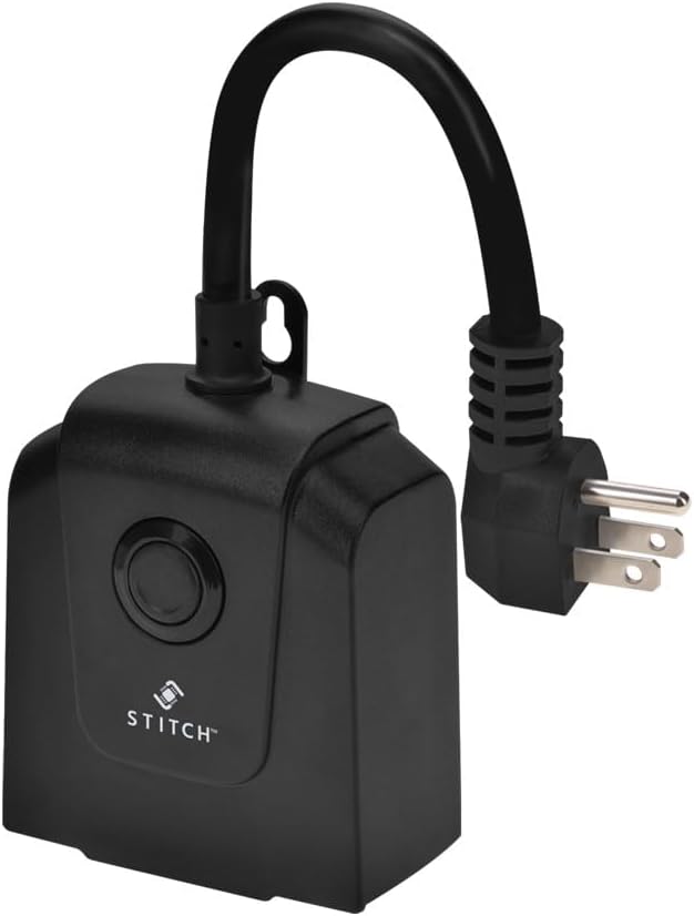 Monoprice Smart Outdoor Plug, IP65 Weather Resistance, 2 Individually Controlled Outlets, No Hub Required, Compatible with Google Home - Stitch Series