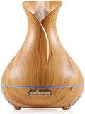 Essential Oil Diffuser Tulip Light Wood Diffuser LED Advanced Cool Mist Humidifier 14 Color LED Night Light - Our Best Wood Grain - Birthday Gifts & Housewarming Gifts