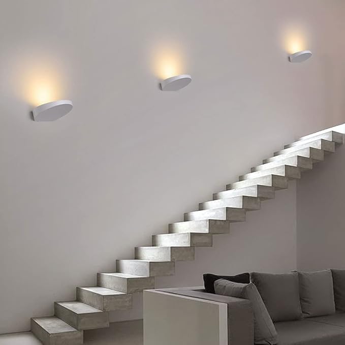 Set of 2 Warm White 3000K LED Stair Lights - 5W Indoor Wall Sconces for Living Room, Bedroom, Bedside - Art Gallery Picture e Lighting
