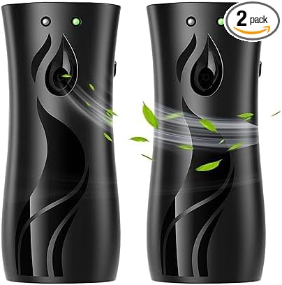 (2-Pack) Automatic Fragrance Dispenser | Automatic Air Freshener Spray Dispenser | Wall Mounted or Standing Aerosol Sprayer for Hotel Office Living Room Bathroom Commercial Place (Black)