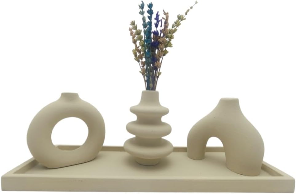 SODEF Concrete Scandinavian Decor Set Cream Color, Modern Home Accent Piece, 3.9 x 12.6 in, Single Piece - Cream, One Size