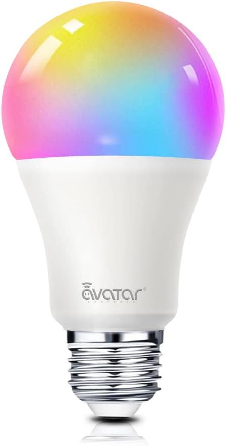AvatarControls Wifi Smart LED Bulb,E26 6.5W Dimmable RGB Multi-color Changing Home Light,Compatible with Alexa/Google Assistant,Supports Remote Control ON/OFF/Color Switch via Android/iOS App