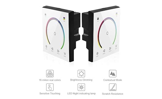 AMKI LED Wall Switch Dimmer,LED Controller,Wall- Mounted Plastic Cover Touch Panel Switch for DC12V-24V 3528 2835 5050 Single Color LED Strip Lighting(RGB-Red,Green,Blue)