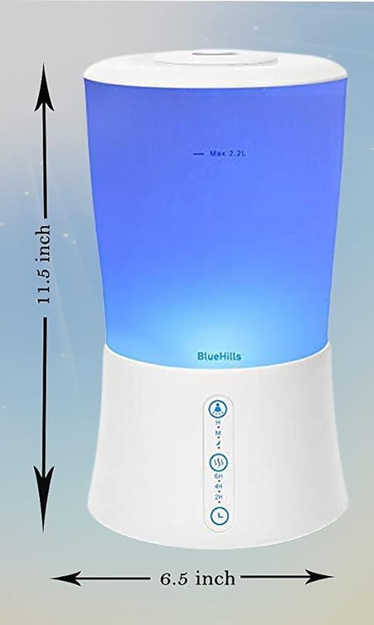 BlueHills Large Essential Oils Diffusers for Large Rooms Set of 2 2000ML Capacity Models Adjustable Cool Mist Output Options – Value Pack of White and White Wood Grain